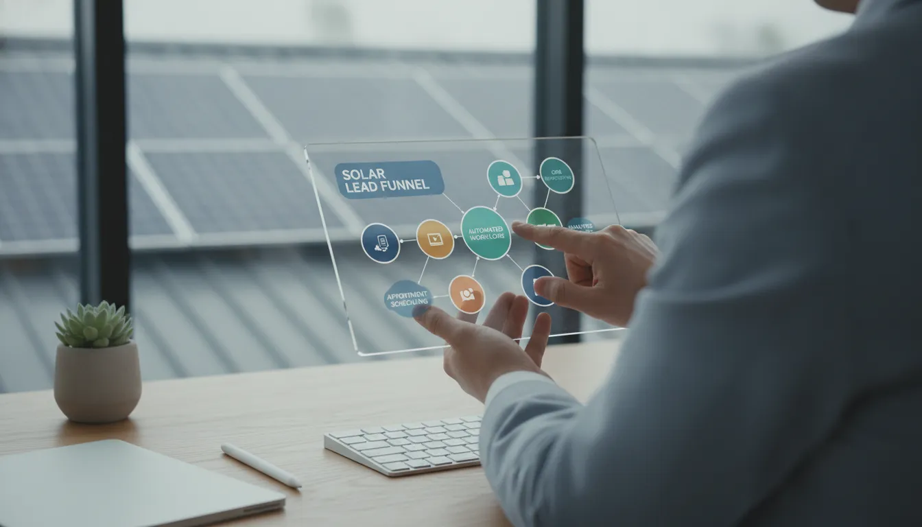 Person using solar lead follow-up software to manage and track sales leads.